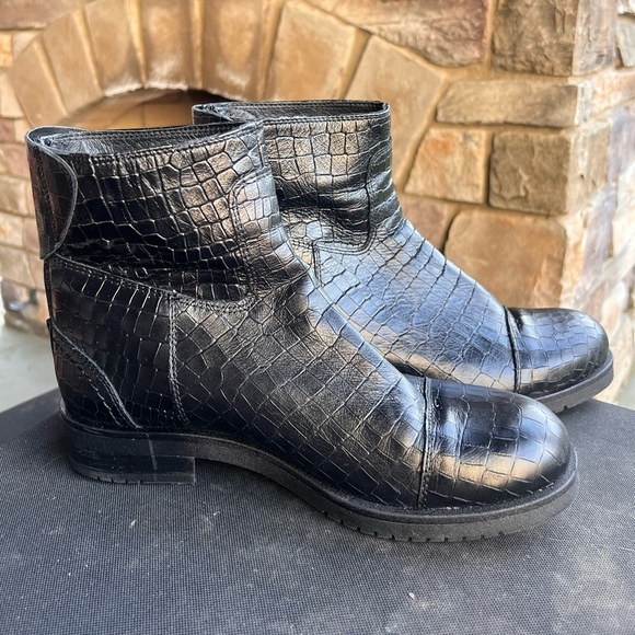 Ilse Jacobsen Black Croc Pattern Boots Size 39 - Picture 4 of 6